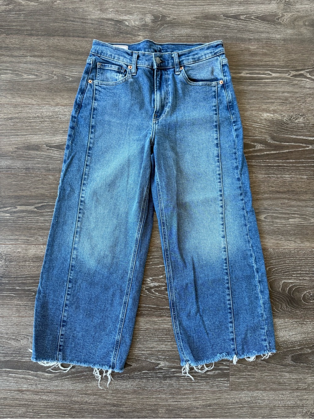 Gap High Rise Stride Ankle Jeans Wide Leg Jeans in Blue Waist 29